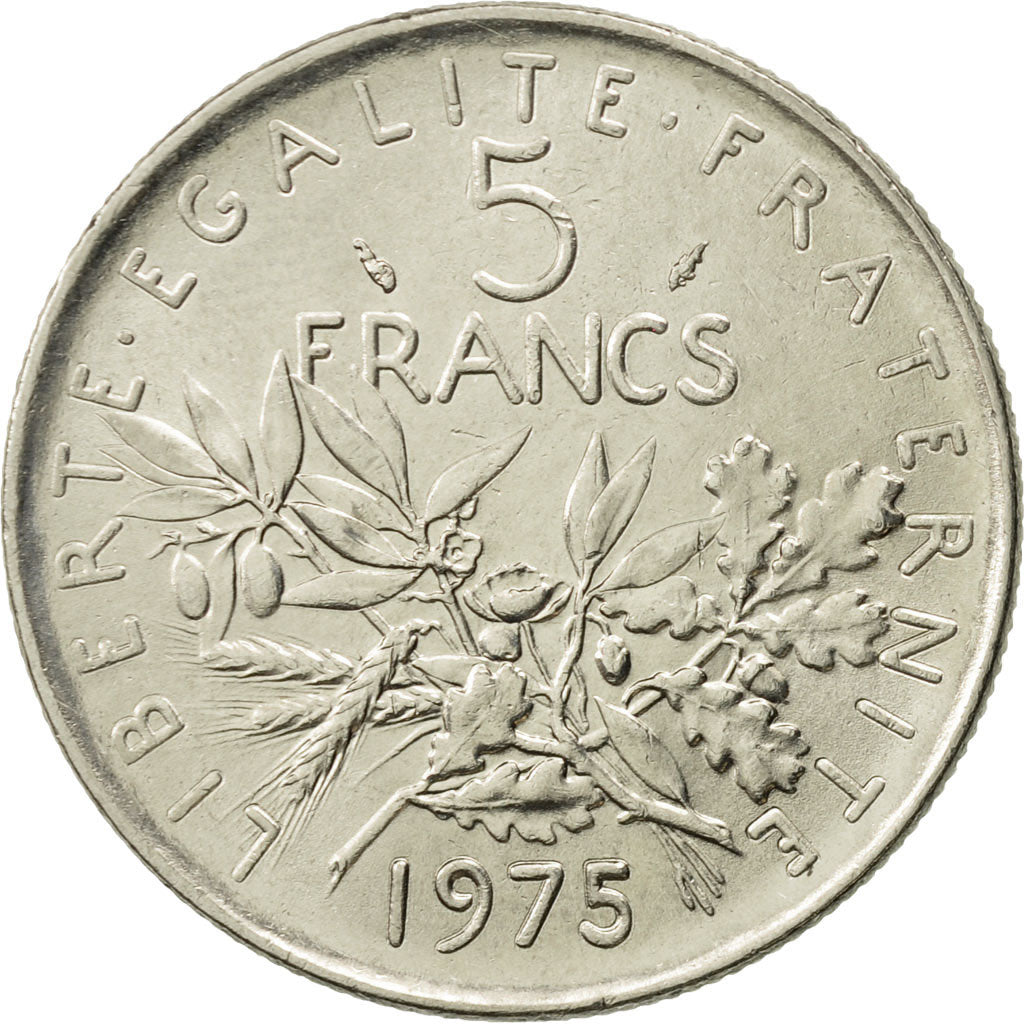 Coin, France, Semeuse, 5 Francs, 1975, Paris, AU(55-58), Nickel Clad