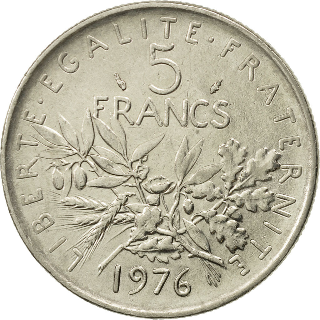 Coin, France, Semeuse, 5 Francs, 1976, Paris, AU(55-58), Nickel Clad