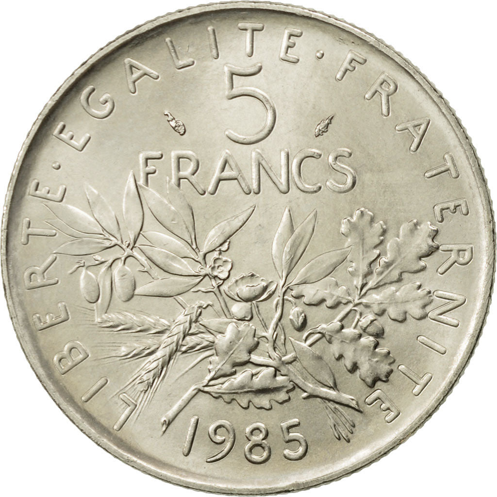 France, Semeuse, 5 Francs, 1985, Paris, AU(55-58), Copper-Nickel, KM 926a.1