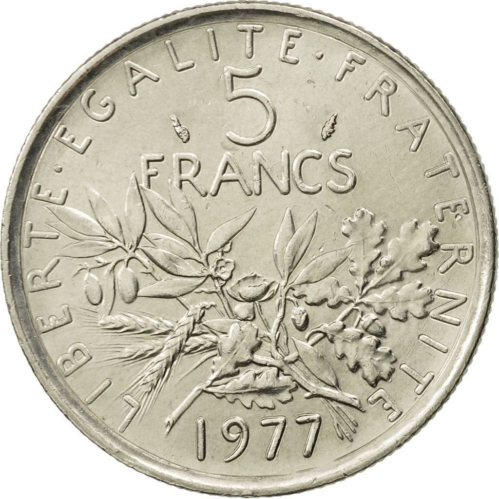 Coin, France, Semeuse, 5 Francs, 1977, Paris, AU(55-58), Nickel Clad