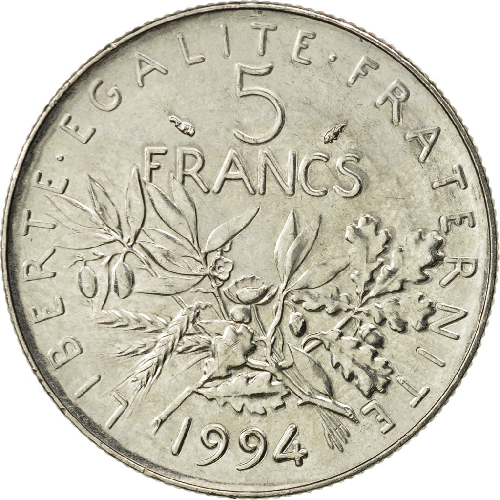 Coin, France, Semeuse, 5 Francs, 1994, Paris, AU(55-58), Nickel Clad
