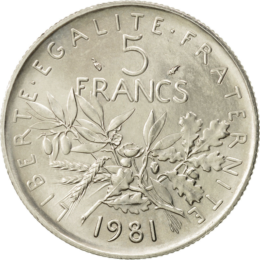 France, Semeuse, 5 Francs, 1981, Paris, AU(55-58), Copper-Nickel, KM 926a.1