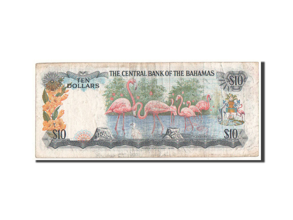 Bahamas, 10 Dollars, 1974, KM #38a, VF(30-35), D