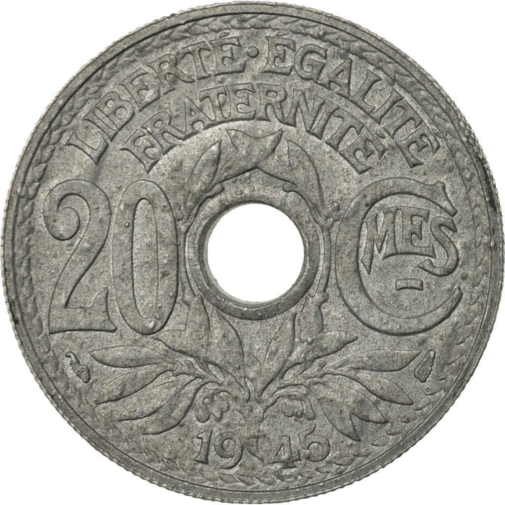 France, Lindauer, 20 Centimes, 1945, EF(40-45), Zinc, KM:907.1, Gadoury:324