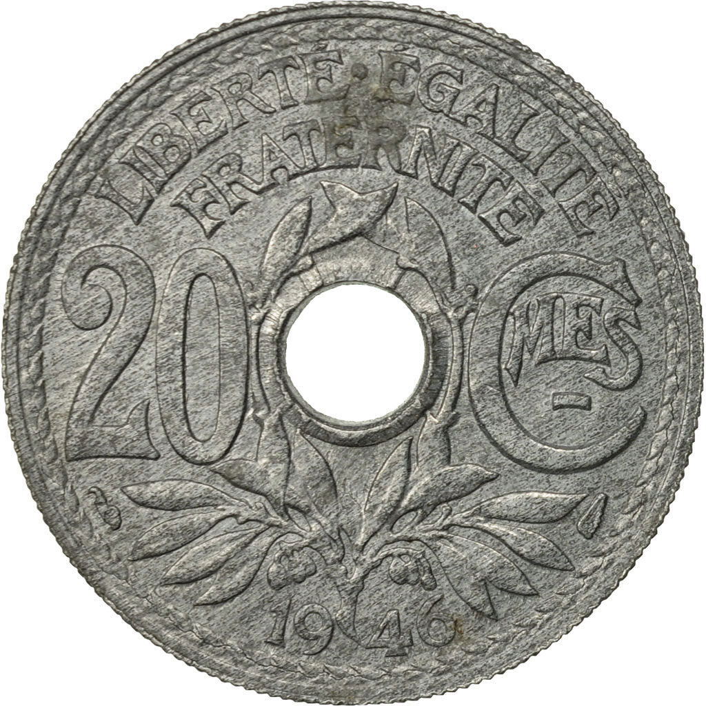 Coin, France, Lindauer, 20 Centimes, 1946, EF(40-45), Zinc, KM:907.1