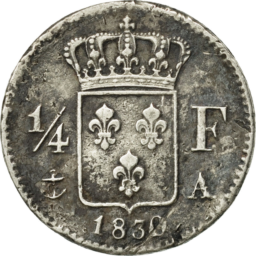 France, Charles X, 1/4 Franc, 1830, Paris, TB, Argent, KM:722.1, Gadoury:353