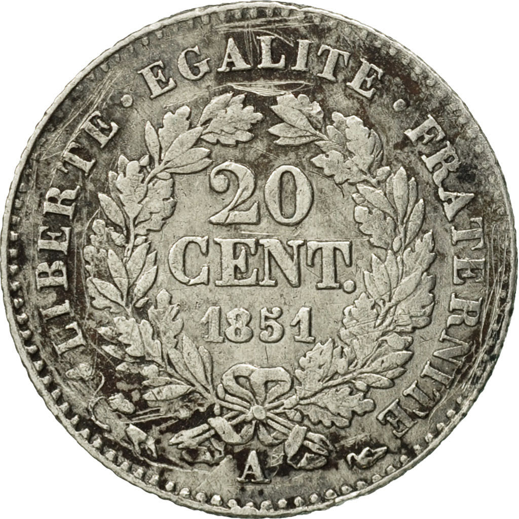 Coin, France, Cérès, 20 Centimes, 1851, Paris, EF(40-45), Silver, KM:758.1