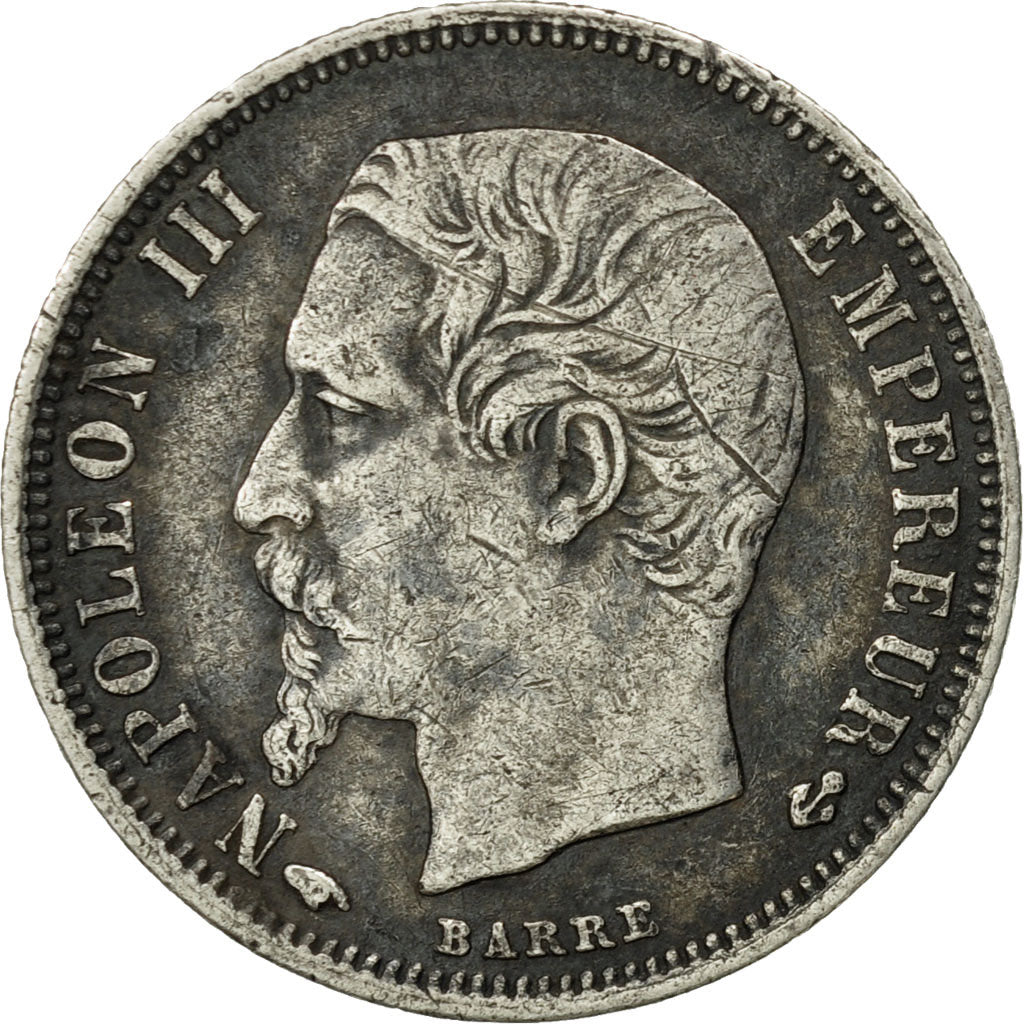 Moneda, Francia, Napoleon III, Napoléon III, 50 Centimes, 1860, Paris, BC+
