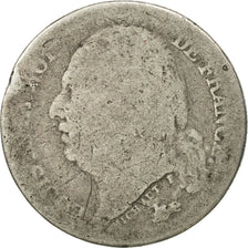 France, Louis XVIII, 1/2 Franc, 1824, Paris, F(12-15), Silver, KM 708.1