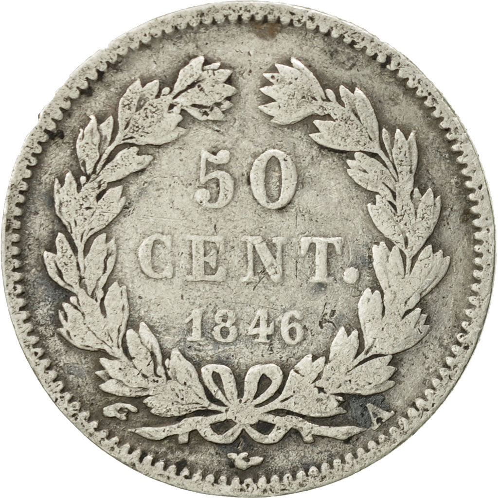 Moneta, Francia, Louis-Philippe, 50 Centimes, 1846, Paris, MB, Argento