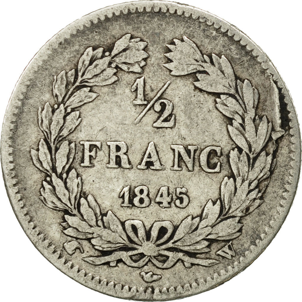 Coin, France, Louis-Philippe, 1/2 Franc, 1845, Lille, VF(30-35), Silver
