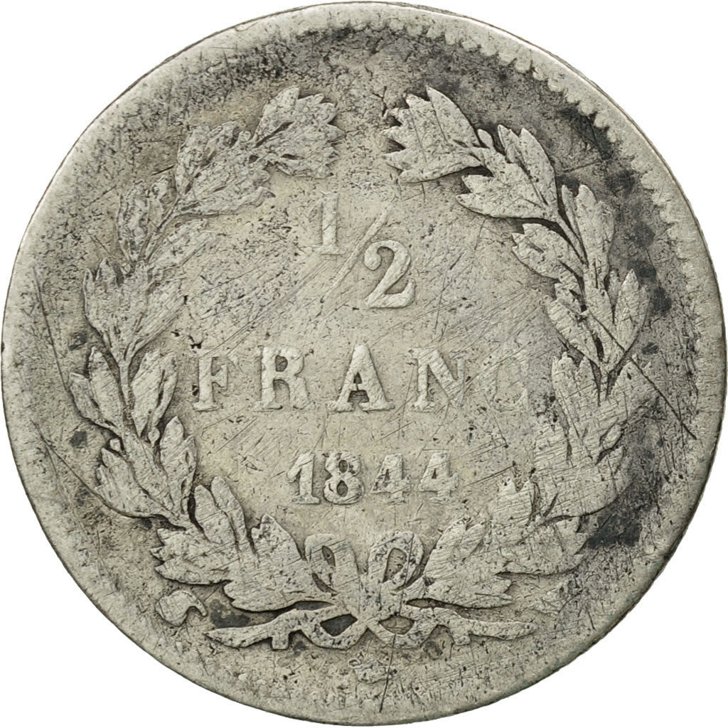 Monnaie, France, Louis-Philippe, 1/2 Franc, 1844, Lille, B+, Argent, KM:741.13