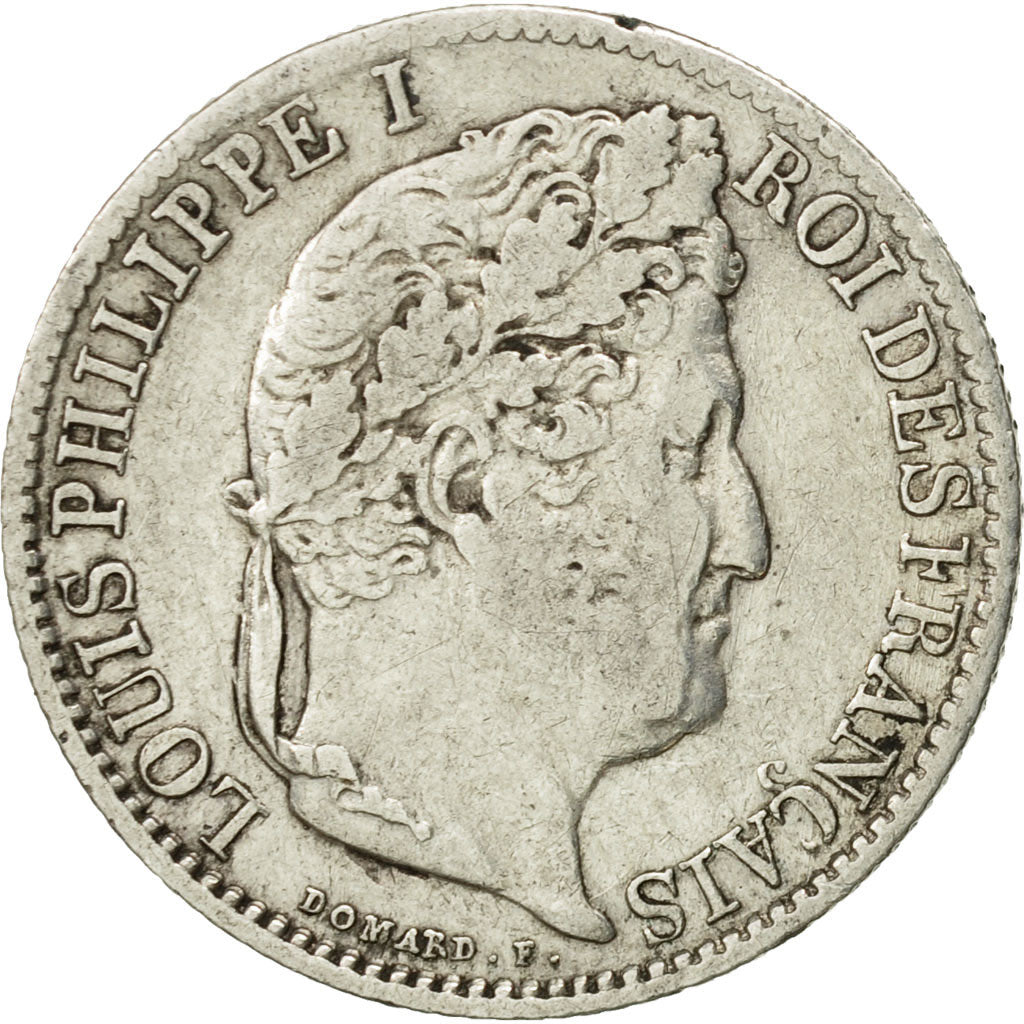 Coin, France, Louis-Philippe, 1/2 Franc, 1845, Rouen, VF(30-35), Silver