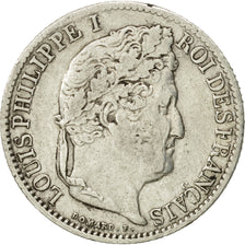 Coin, France, Louis-Philippe, 1/2 Franc, 1845, Rouen, VF(30-35), Silver