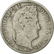 Moneda, Francia, Louis-Philippe, 1/2 Franc, 1839, Paris, BC+, Plata, KM:741.1