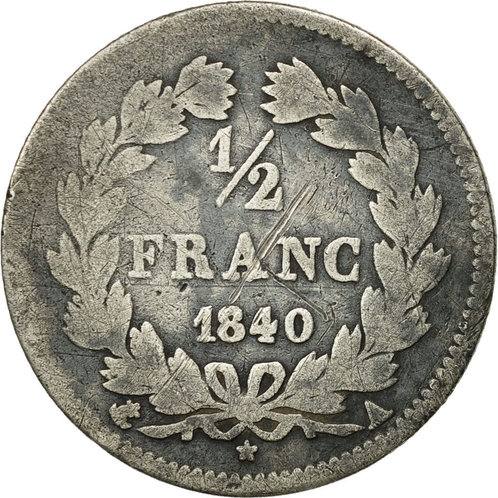 Coin, France, Louis-Philippe, 1/2 Franc, 1840, Paris, F(12-15), Silver