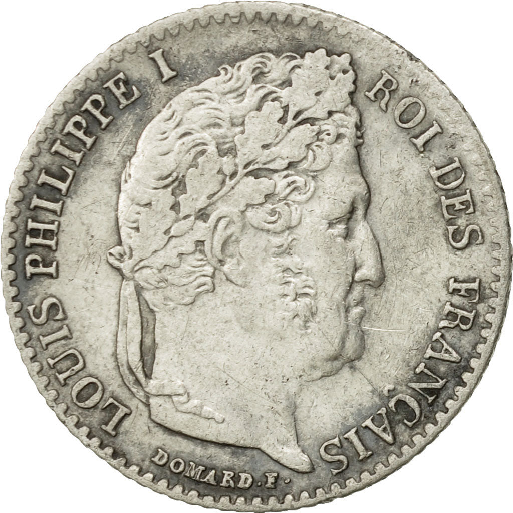 Munten, Frankrijk, Louis-Philippe, 1/4 Franc, 1843, Rouen, ZF, Zilver, KM:740.2