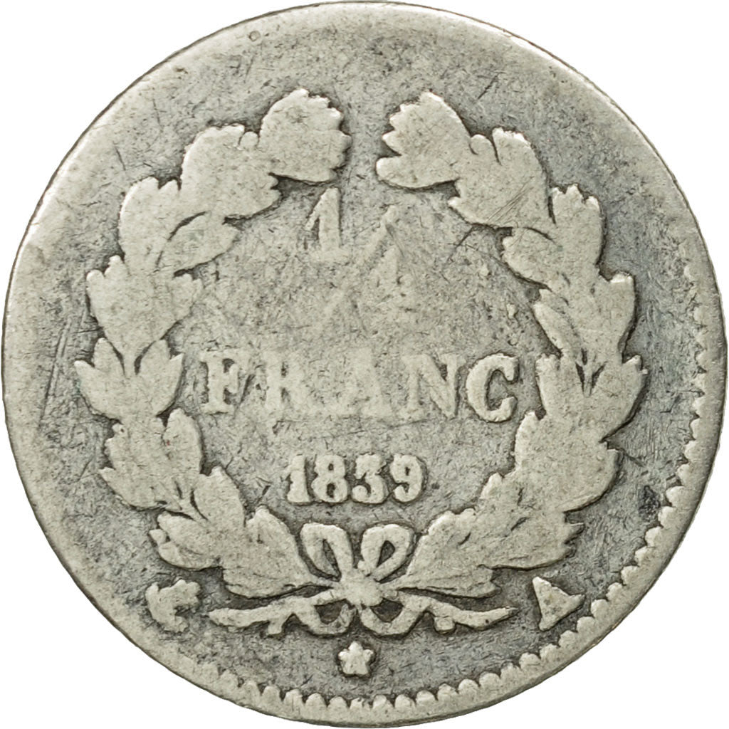 France, Louis-Philippe, 1/4 Franc, 1839, Paris, MS(63), Silver, KM:740.1