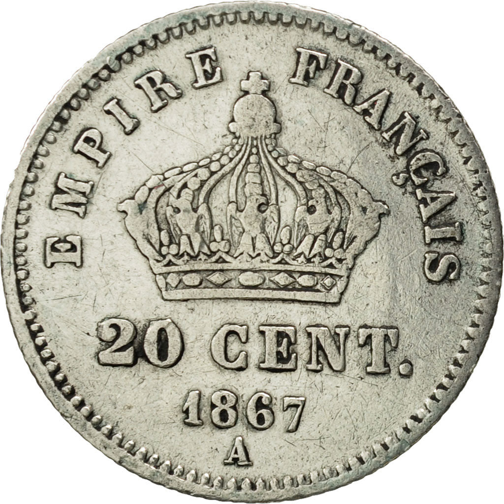 Coin, France, Napoleon III, Napoléon III, 20 Centimes, 1867, Paris, EF(40-45)