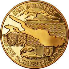 Zwitserland, Medaille, Der Bodensee, Die Schweizer Seen, UNC, Copper-Nickel Gilt