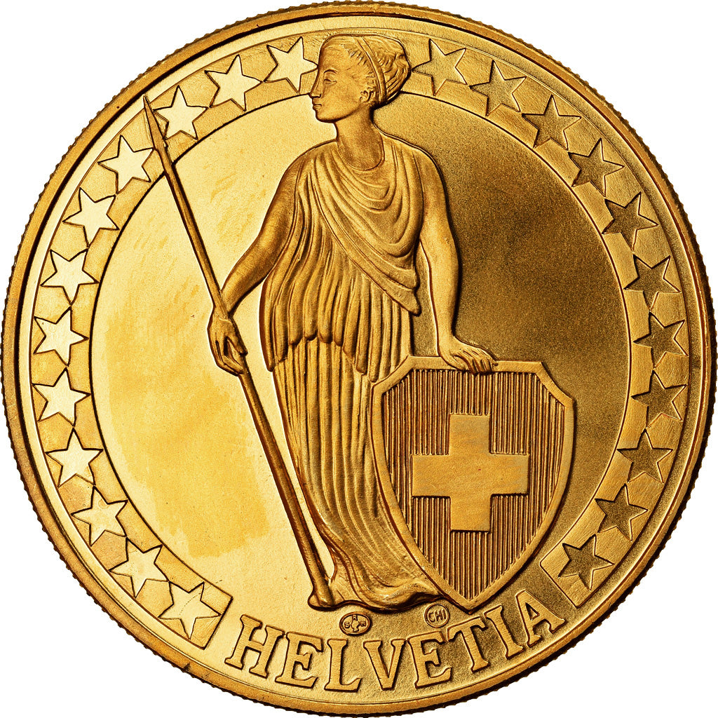 Zwitserland, Medaille, Der Bodensee, Die Schweizer Seen, UNC, Copper-Nickel Gilt