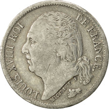 France, Louis XVIII, 1/2 Franc, 1816, Paris, VF(30-35), Silver, KM 708.1