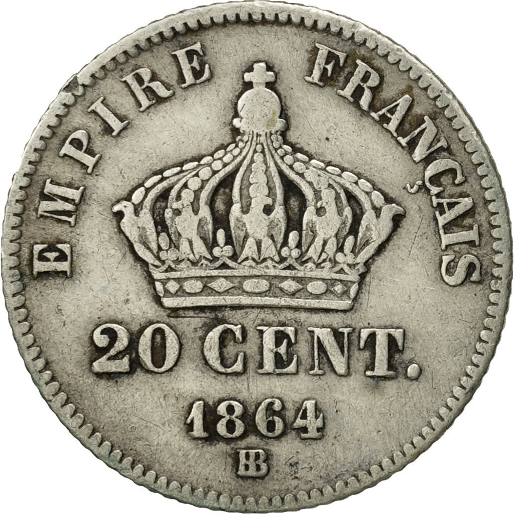 Coin, France, Napoleon III, Napoléon III, 20 Centimes, 1864, Strasbourg