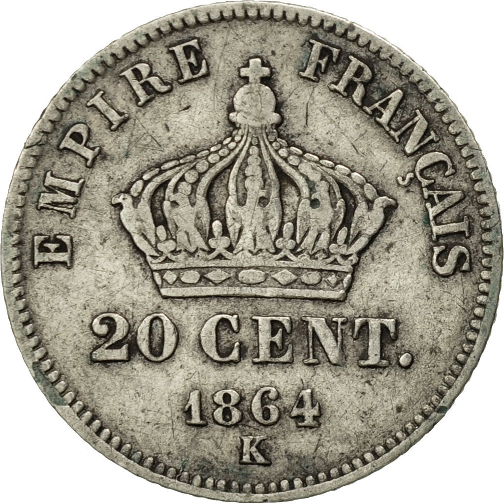 Coin, France, Napoleon III, Napoléon III, 20 Centimes, 1864, Bordeaux