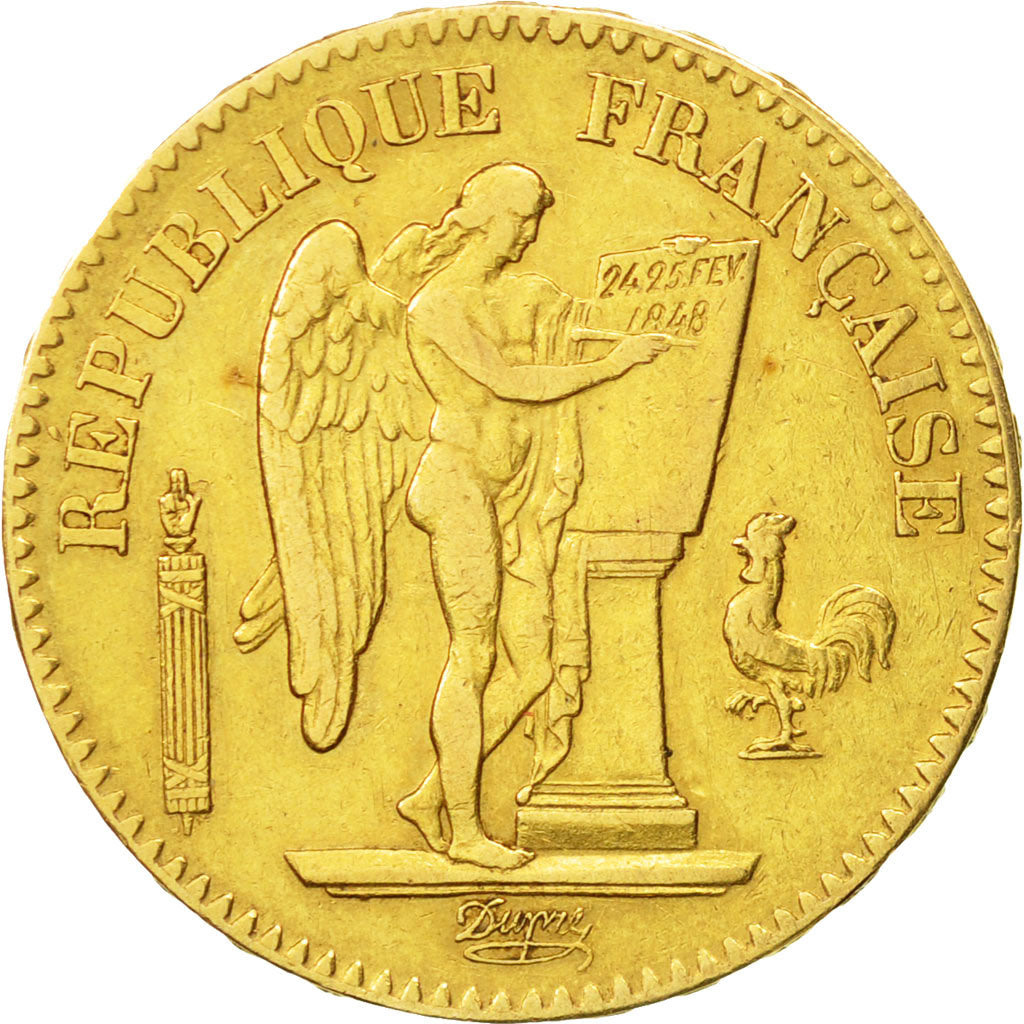 Francia, Génie, 20 Francs, 1849, Paris, MBC, Oro, KM:757, Gadoury:1032