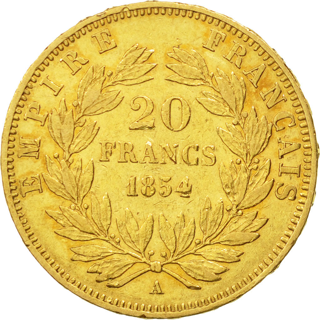 France, Napoleon III, 20 Francs, 1854, Paris, EF(40-45), Gold, KM 781.1