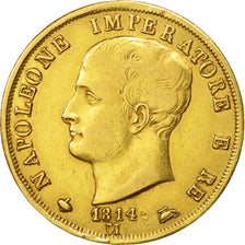 Monnaie, États italiens, KINGDOM OF NAPOLEON, Napoleon I, 40 Lire, 1814, Milan