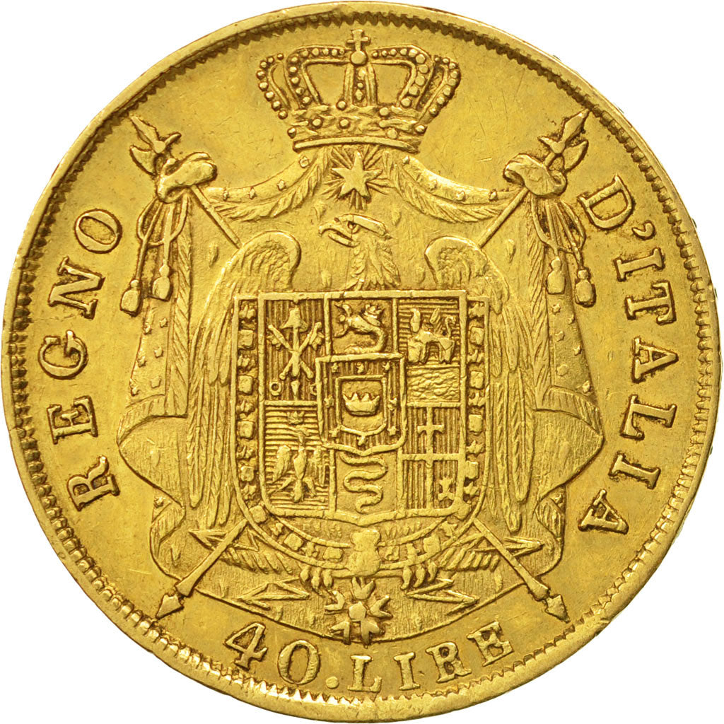 Monnaie, États italiens, KINGDOM OF NAPOLEON, Napoleon I, 40 Lire, 1814, Milan