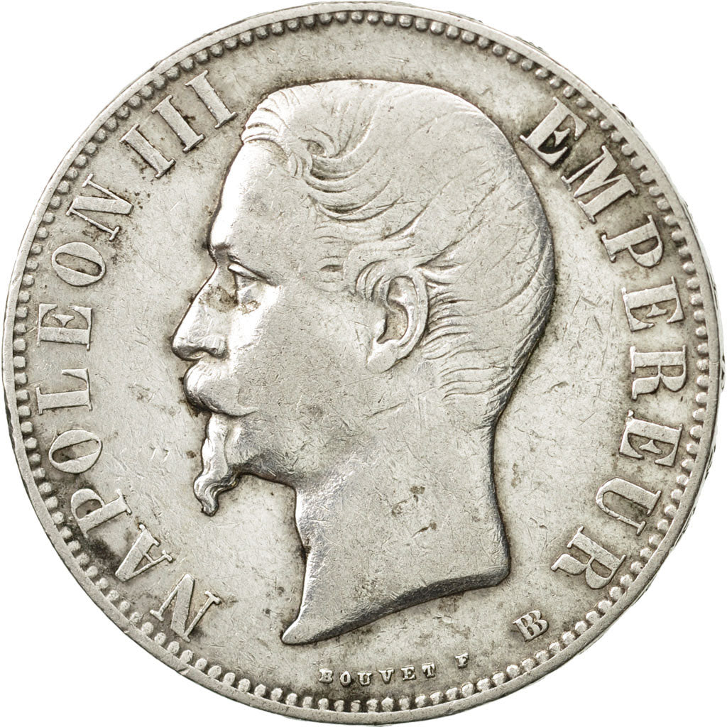 France, Napoleon III, 5 Francs, 1855, Strasbourg, VF(30-35), KM 782.2