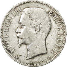 France, Napoleon III, 5 Francs, 1855, Strasbourg, VF(30-35), KM 782.2