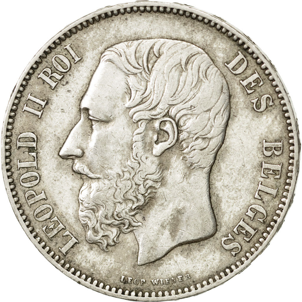 Belgium, Leopold II, 5 Francs, 5 Frank, 1875, EF(40-45), Silver, KM:24