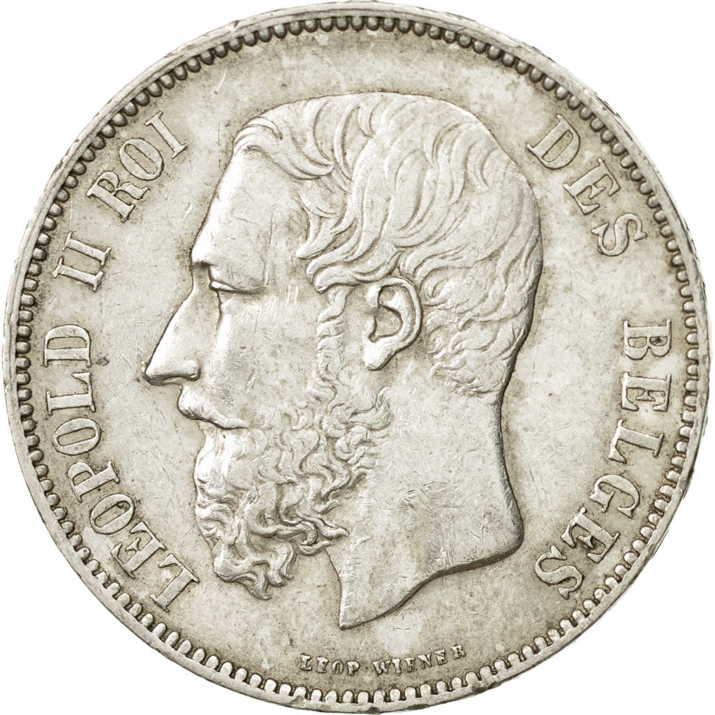 Belgium, Leopold II, 5 Francs, 5 Frank, 1876, EF(40-45), Silver, KM:24