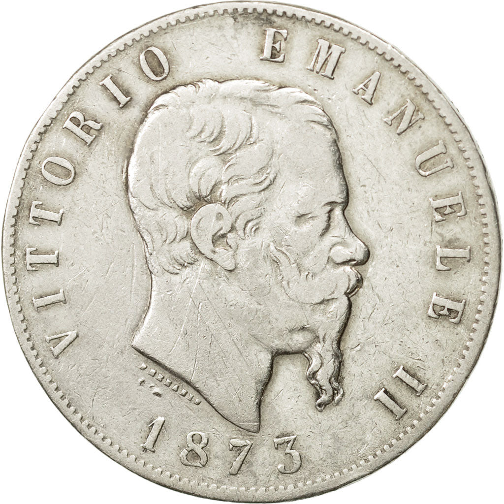 Monnaie, Italie, Vittorio Emanuele II, 5 Lire, 1873, Milan, TB+, Argent, KM:8.3