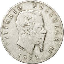 Monnaie, Italie, Vittorio Emanuele II, 5 Lire, 1873, Milan, TB+, Argent, KM:8.3