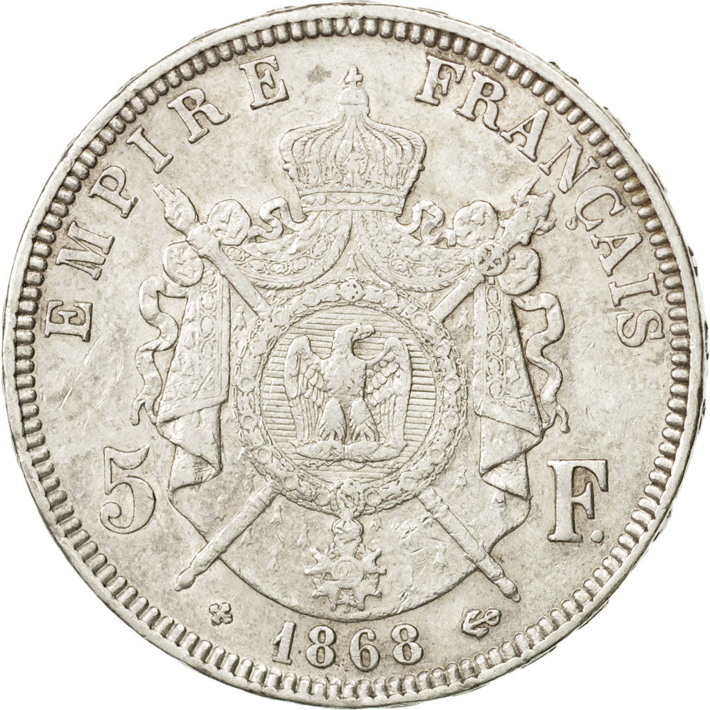 France, Napoléon III, 5 Francs, 1868, Strasbourg, EF(40-45), Silver, KM:799.2