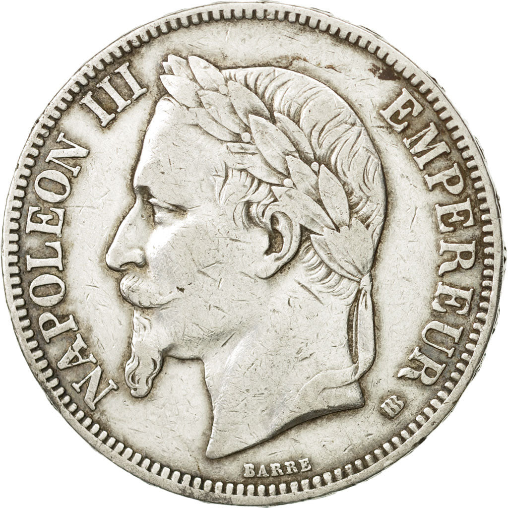 France, Napoléon III, 5 Francs, 1867, Strasbourg, VF(30-35), Silver, KM:799.2