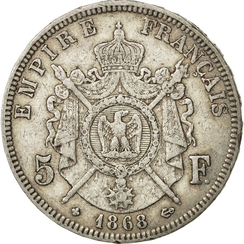 Monnaie, France, Napoléon III, 5 Francs, 1868, Strasbourg, TTB, Argent