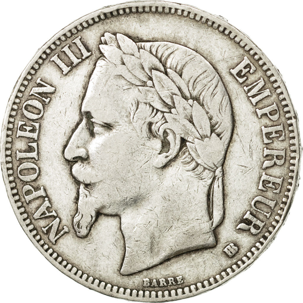 France, Napoléon III, 5 Francs, 1869, Strasbourg, VF(30-35), Silver, KM:799.2