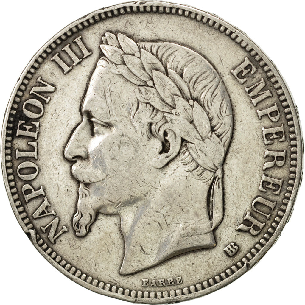 France, Napoléon III, 5 Francs, 1868, Strasbourg, VF(30-35), Silver, KM:799.2