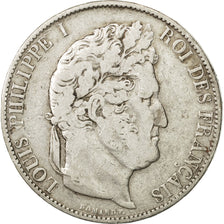 France, Louis-Philippe, 5 Francs, 1845, Strasbourg, VF(20-25), Silver, KM:749.3