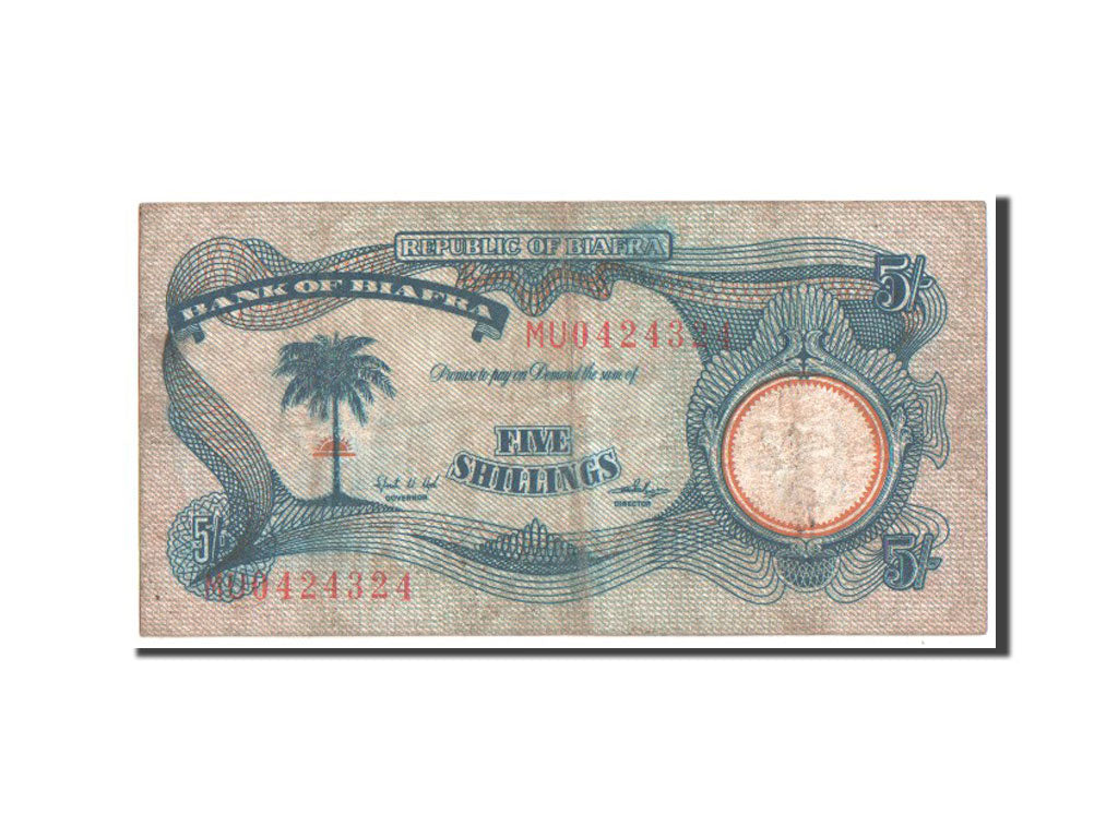 Biafra, 5 Shillings, 1968, KM #3a, VF(30-35), MU