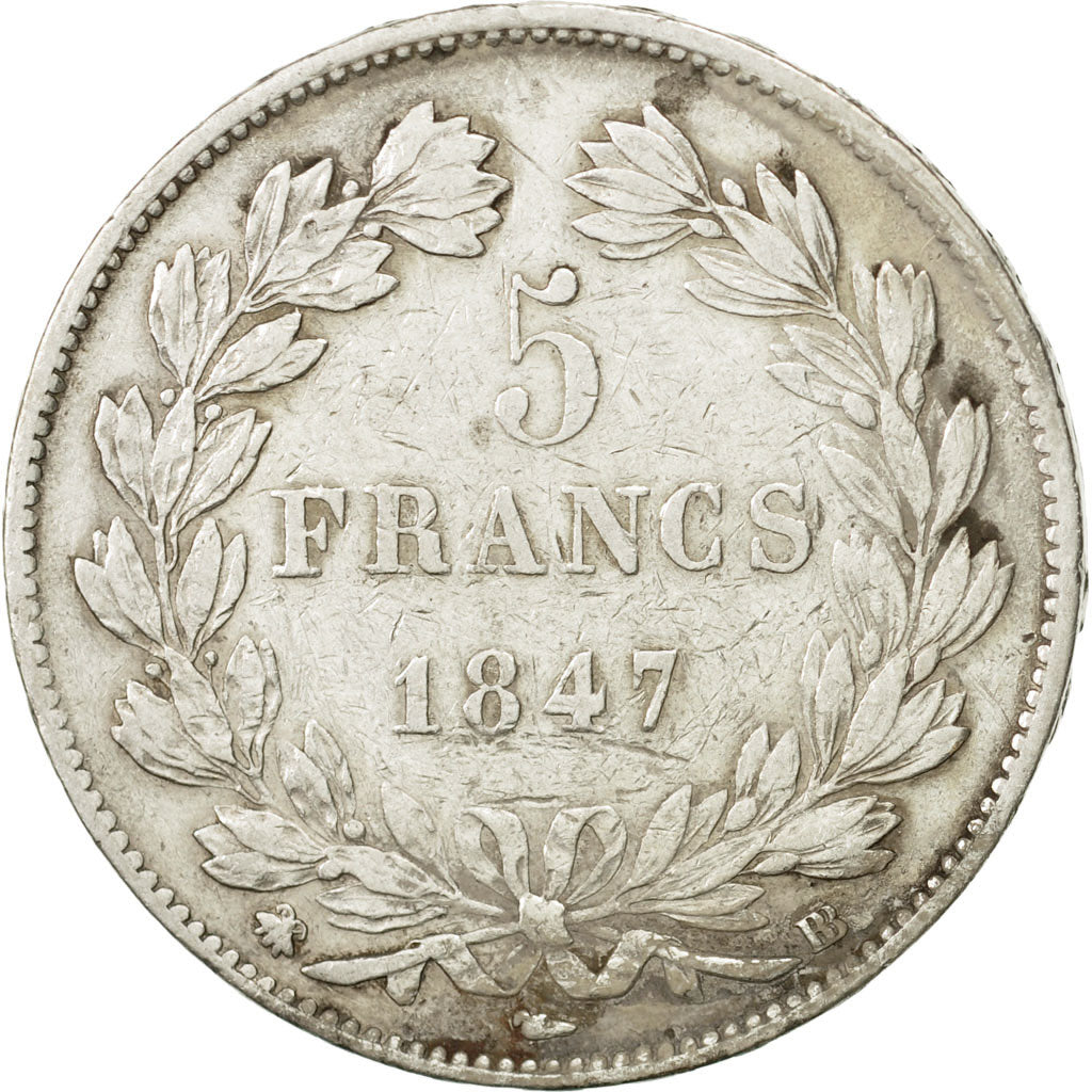 Monnaie, France, Louis-Philippe, 5 Francs, 1847, Strasbourg, TB+, Argent
