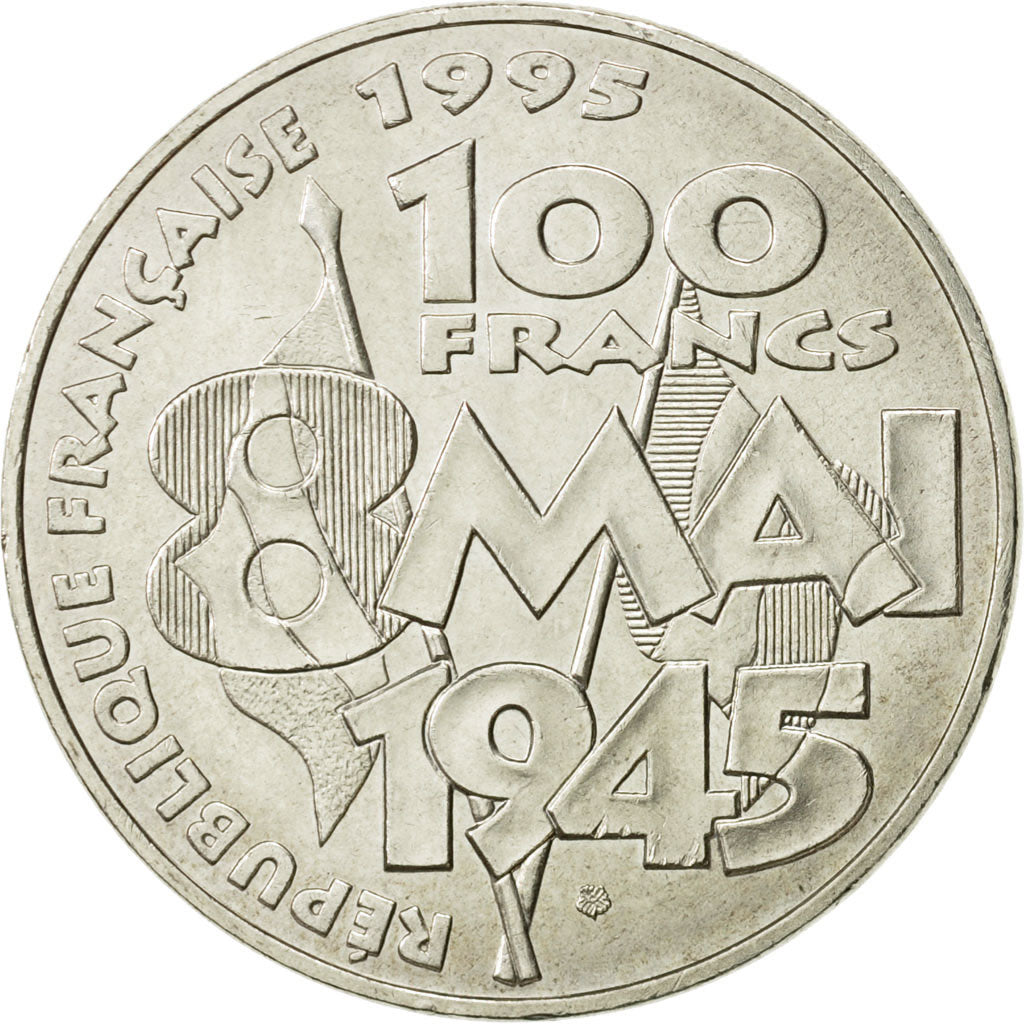 Francia, 8 mai 1945, 100 Francs, 1995, BB+, Argento, KM:1116.1, Gadoury:952