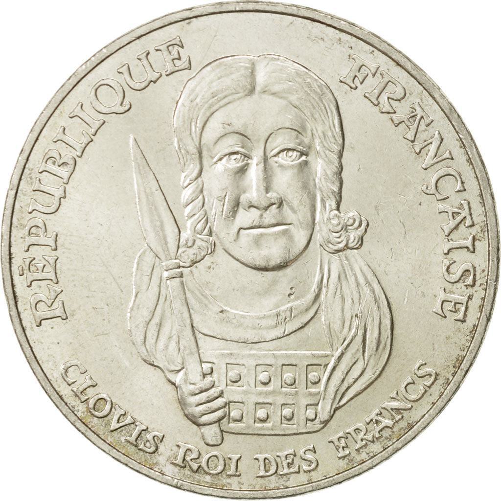 France, Clovis, 100 Francs, 1996, AU(50-53), Silver, KM:1180, Gadoury:953