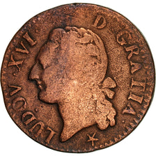 Coin, France, Louis XVI, 1/2 Sol ou 1/2 sou, 1/2 Sol, 1791, Lille, VF(20-25)