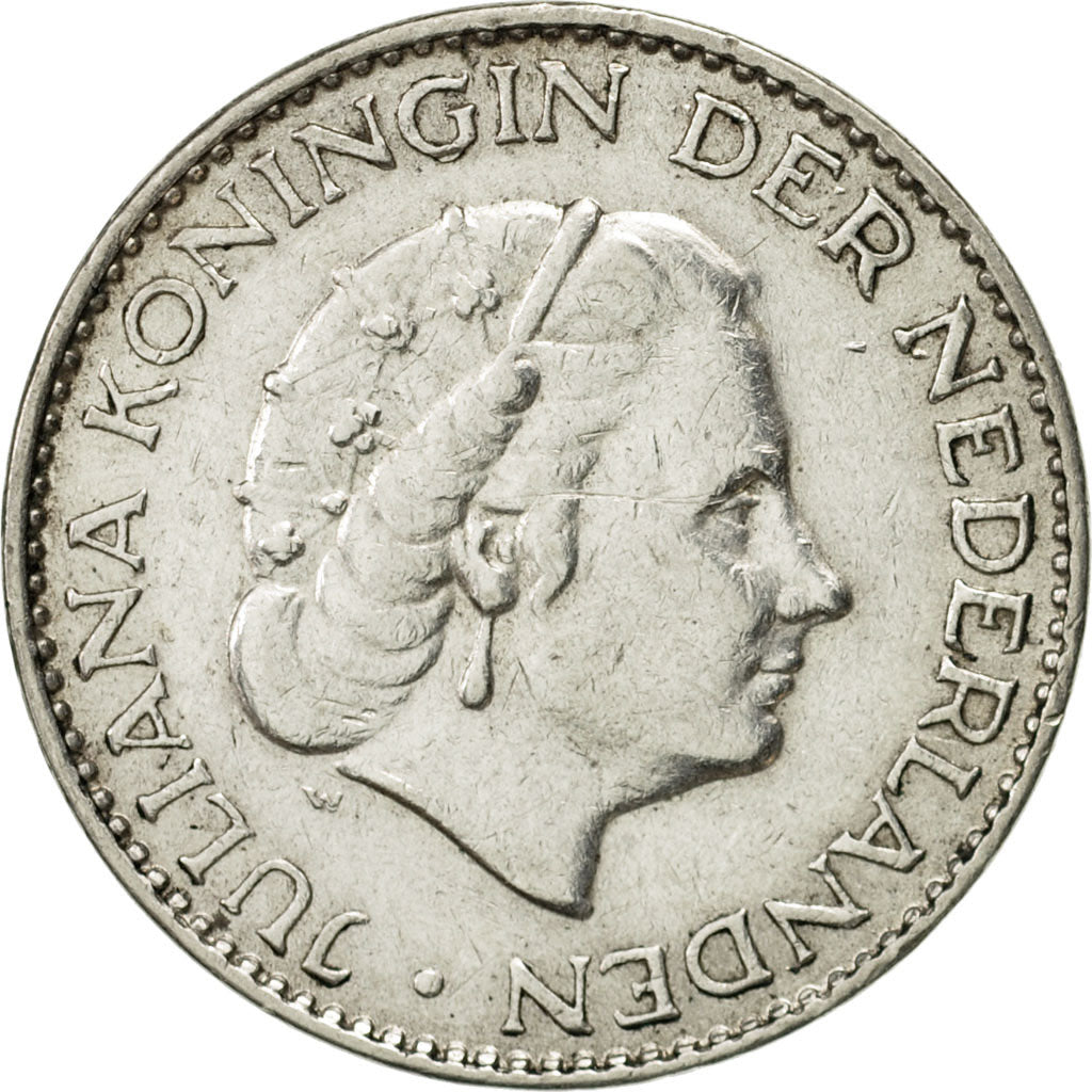 Coin, Netherlands, Juliana, Gulden, 1958, AU(50-53), Silver, KM:184